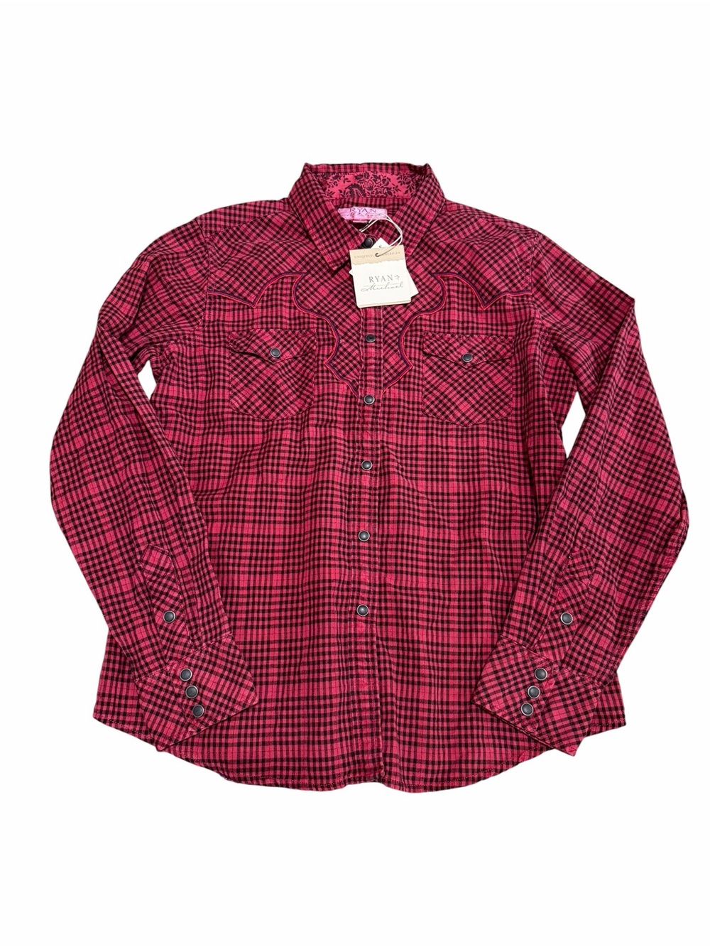 NWT Ryan Michael Women's Western Snap Button Down Shirt | Plaid | Large